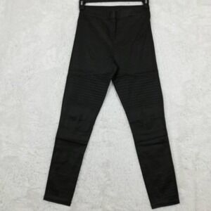 Oober Swank Pants Womens Moto Leggings Black Mid Rise Pull On Stretch L New